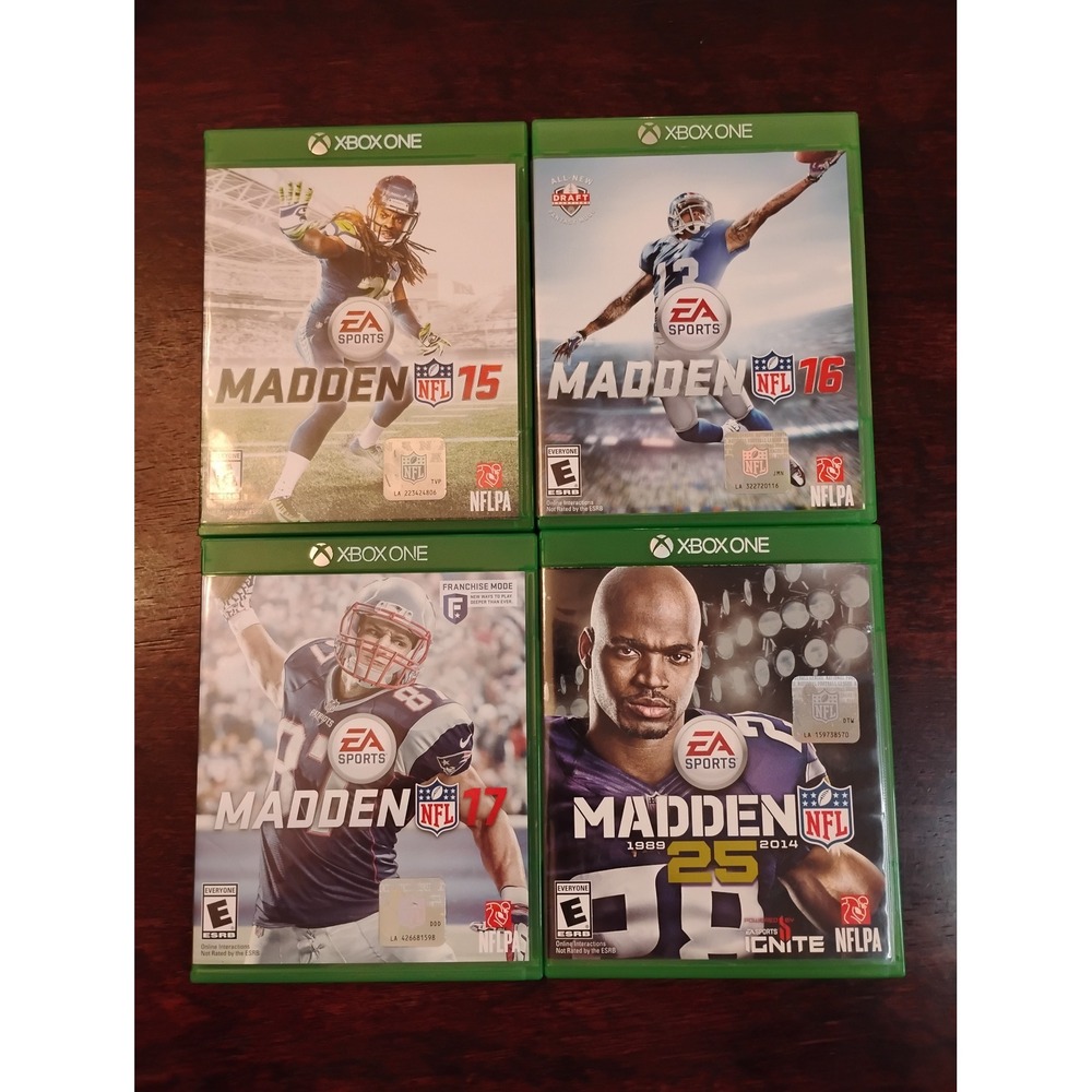 EA Sports Madden NFL Xbox One Bundle 15 16 17 25 Football Video Games Lot of 4